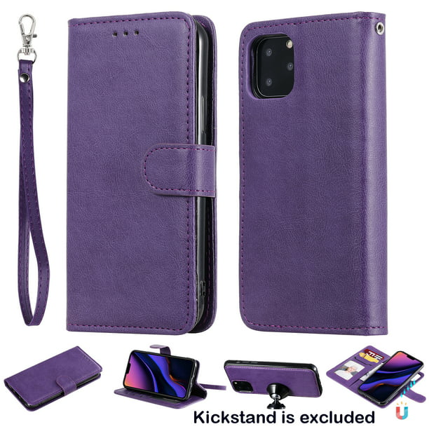 Leather Cover Compatible with iPhone 11 Purple Wallet Case for iPhone 11